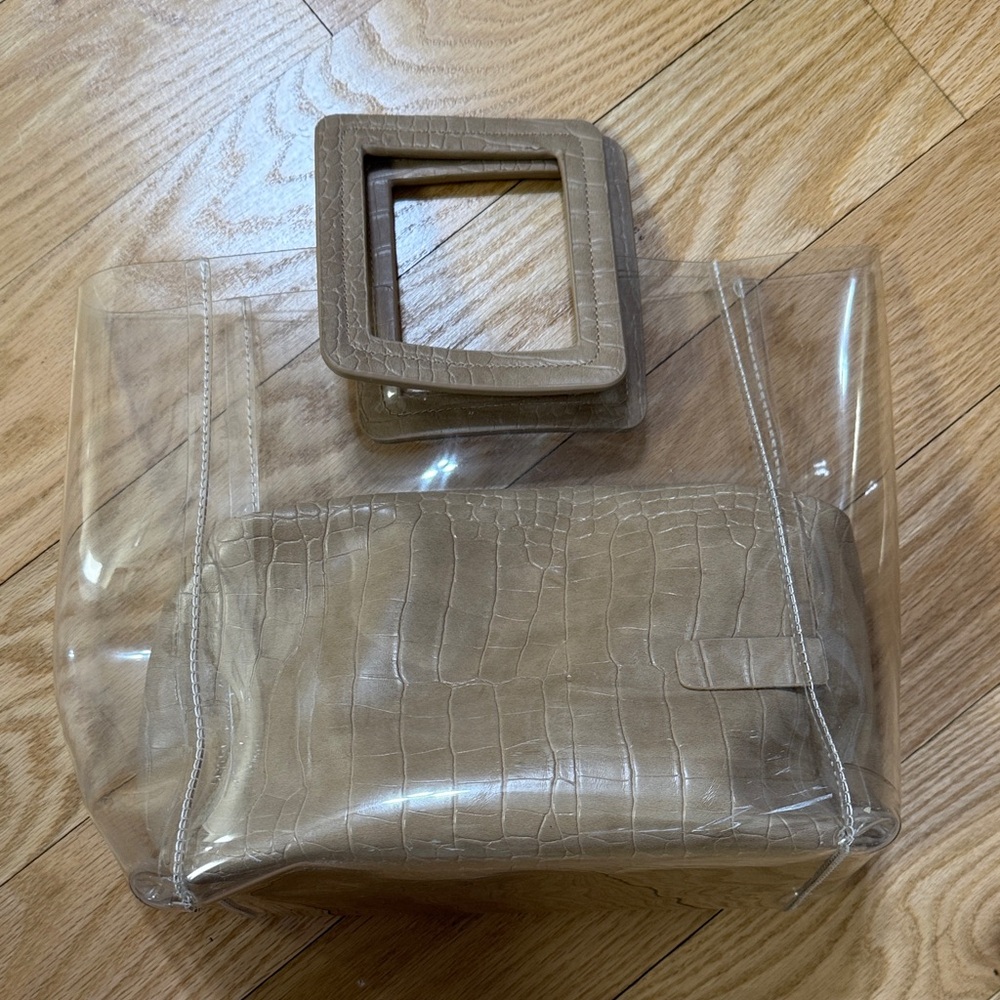 Transparent Tote Bag with Tan Accent